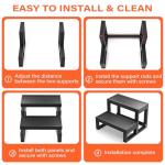 Hot Tub Steps,Universal Spa Steps,Two Steps Wide Hot Tub Steps,Non-Slip Waterproof Wood Looking Plastic Hot Tub Steps Outdoor Suitable for Any Size Hot Tub (Black)