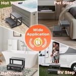 Hot Tub Steps,Universal Spa Steps,Two Steps Wide Hot Tub Steps,Non-Slip Waterproof Wood Looking Plastic Hot Tub Steps Outdoor Suitable for Any Size Hot Tub (Black)