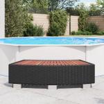 vidaXL Spa/Hot Tub Step, Powder-Coated Steel Frame, Eucalyptus Tropical Hardwood, Durable Black PE Rattan, UV Resistant & Weatherproof, Easy Assembly & Clean, 17.7" x 36.2" x 9.9"