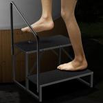 Hot Tub Steps with Handrail, Inflatable Hot Tub Accessories for Adults, Bathtub Accessories for Relaxing Spa, Waterproof Non-Slip Outdoor Steps, Universal Spa Steps Hot Tub (2 Step-Single handrail)