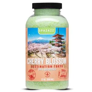 Hot Tub Aromatherapy Spa & Bath Salt Crystals - Cherry Blossom - Tokyo Destinations Collection - Scents for Relaxing in Spas and Bath Tubs - Skin Softening Magnesium Mineral Soak by Spazazz - 22 oz