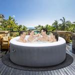 80 * 80 inch Round Hot Tub Pad, Inflatable Hot Tub Mat Outdoor Indoor, Waterproof Slip-Proof Backing, Absorbent Spa Pool Ground Base Flooring Protector Mat for Protect Hot Tub Pool from Wear