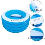 Inflatable Pool with Seating,Four-Tier 72” x 27”Inflatable Swimming Pool with Drink Holder Handles, Summer Family Water Park,Backyard Family Pool, Garden (Blue)