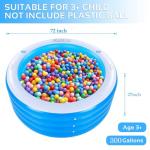 Inflatable Pool with Seating,Four-Tier 72” x 27”Inflatable Swimming Pool with Drink Holder Handles, Summer Family Water Park,Backyard Family Pool, Garden (Blue)