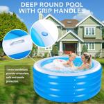 Inflatable Pool with Seating,Four-Tier 72” x 27”Inflatable Swimming Pool with Drink Holder Handles, Summer Family Water Park,Backyard Family Pool, Garden (Blue)