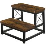 YINMIT Wooden Step Stool for Adults, 2 Tier Heavy Duty Step Stool for High Bed with Non-Slip Feet, Using for Bedroom, Living Room, Bathroom and Kitchen, Hold Up to 500 LBS