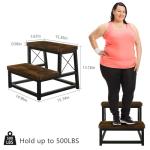YINMIT Wooden Step Stool for Adults, 2 Tier Heavy Duty Step Stool for High Bed with Non-Slip Feet, Using for Bedroom, Living Room, Bathroom and Kitchen, Hold Up to 500 LBS