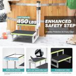 DEPSUNNY RV Steps with Handrail Adjustable for Both Sides, 2 Step Stool with Handle for Elderly with Wide Platform & Anti-Slip Mats, Portable Stairs for Hot Tub/Camper/SPA Pool/Pet Stairs