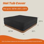 MINC Outdoor Hot Tub Cover 83 x 83 Inch for 82 x 82 or 81 x 81 Square SPA Waterproof and Weatherproof Protectors Heavy Duty 600D Protective Cover Cap