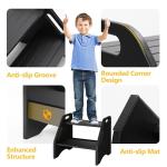 AMBIRD Wooden Step Stool, Two Step Stools 300 lbs Capacity with Safety Non-Slip Pads and Handles, Bamboo Step Stool for Bathroom, Kitchen Dual Height Step Stools for Adults (Black)