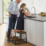 YINMIT Wooden Step Stool for Adults, 2 Tier Heavy Duty Step Stool for High Bed with Non-Slip Feet, Using for Bedroom, Living Room, Bathroom and Kitchen, Hold Up to 500 LBS