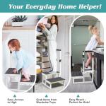 DEPSUNNY RV Steps with Handrail Adjustable for Both Sides, 2 Step Stool with Handle for Elderly with Wide Platform & Anti-Slip Mats, Portable Stairs for Hot Tub/Camper/SPA Pool/Pet Stairs