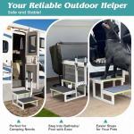 DEPSUNNY RV Steps with Handrail Adjustable for Both Sides, 2 Step Stool with Handle for Elderly with Wide Platform & Anti-Slip Mats, Portable Stairs for Hot Tub/Camper/SPA Pool/Pet Stairs