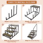 Kinchoix 4 Step RV Stairs, Hot Tub Steps, Outdoor Spa Step Ladder with Handrail,Portable Economy 5th Wheel Stair for Travel Trailer, Motor Home, Camper and Porch with Non-Skid Tapes