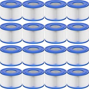 Vickmons Type VI Hot Tub Filter Cartridge Compatible with Lay-Z-Spa, Coleman SaluSpa 90352E, 58323E, 58323 Swimming Pool Pump (16 Pack)