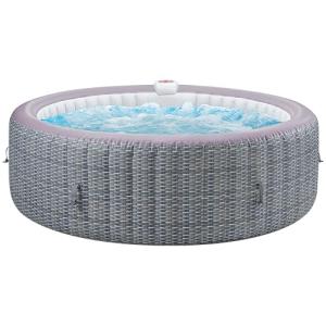 Seizeen 4-6 Person Inflatable Round Hot Tub, Portable Outdoor Spa Hot Tub with 130 Air Jets, PVC Blow Up Hot Tubs with Insulated Cover, Built-in Heater Pump and 6 Filter Cartridges (Rattan Texture)