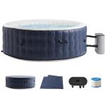 4-6 Person Inflatable Hot Tub Portable Spa with 120 Air Jets & Manual Control Panel, Energy-Efficient Thermal Cover, 71" x 24" Outdoor/Indoor Blow Up Hot Tubs, Blue