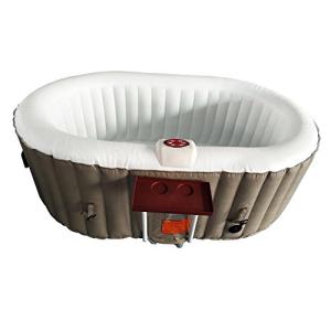 ALEKO Inflatable Hot Tub Spa | Personal High Powered Jetted Bubble | 145 Gallon | 2 Person Oval | Brown and White | HTIO2BRWH