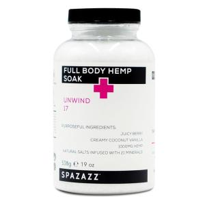 Spazazz Full Body Hemp Soak - 1000mg Hemp - Spa Hot Tub & Bath Aromatherapy Bath Salt Crystals - 538g/19oz (Unwind 17)