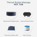 4-6 Person Inflatable Hot Tub Portable Spa with 120 Air Jets & Manual Control Panel, Energy-Efficient Thermal Cover, 71" x 24" Outdoor/Indoor Blow Up Hot Tubs, Blue