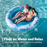 SLOOSH Inflatable Tanning Pool Lounger Float,72" x 65" Pool Floats Adult with Pillow,Luxury Fabric Large Suntan Tub Raft Floatie,Sunbathing Bed Lounge for Water Blow Up Kids Ball Pit Party Gifts,Blue
