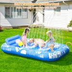 Inflatable Tanning Pool Lounger Float with Sprinkler, 77" x 48" Pool Floats Adult with Pillow, 6 in 1 Suntan Tub Raft Floatie with Drink Holder Sunbathing Water Lounge