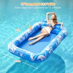 Inflatable Tanning Pool Lounger Float with Sprinkler, 77" x 48" Pool Floats Adult with Pillow, 6 in 1 Suntan Tub Raft Floatie with Drink Holder Sunbathing Water Lounge