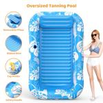 Inflatable Tanning Pool Lounger Float with Sprinkler, 77" x 48" Pool Floats Adult with Pillow, 6 in 1 Suntan Tub Raft Floatie with Drink Holder Sunbathing Water Lounge