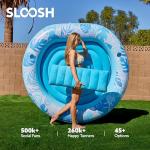 SLOOSH Inflatable Tanning Pool Lounger Float,72" x 65" Pool Floats Adult with Pillow,Luxury Fabric Large Suntan Tub Raft Floatie,Sunbathing Bed Lounge for Water Blow Up Kids Ball Pit Party Gifts,Blue