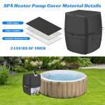 Hot Tub Spa Heater Pump Cover,Waterproof 600D Oxford Fabric Aluminum Film Insulated Cover,Inflatable Hot Tub Spa Heater Pump,Easy Installation with Zipper and Adhesive Straps,Black,Square