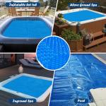 Kestnsee Solar Hot Tub Spa Bubble Covers Blanket 6 x 6 FT for Square Inflatable Hot Tub Spa Pool Thermal Insulation Floating Bubble Wrap Covers (183 x 183cm)