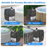 Hot Tub Spa Heater Pump Cover,Waterproof 600D Oxford Fabric Aluminum Film Insulated Cover,Inflatable Hot Tub Spa Heater Pump,Easy Installation with Zipper and Adhesive Straps,Black,Square