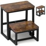 iTsst Step Stool for Adults & Kids,Holds up to 500Lb,3 in1 Heavy Duty Sturdy Wooden 2 Stepstool for Kichen/Bathroom/High beds, Metal Frame, Non-Slip Pads