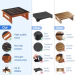 One Step Stool for Adults Seniors with Non-Slip Rubber Stepping Surface, Heavy Duty Wooden Step Stool with 450 LBS Capacity Bed Steps for High Beds, Bathroom, Bedroom, Kitchen & Kids Bedside Support