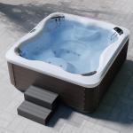 Hot Tub Steps, Universal Heavy Duty Spa & Hot Tub Step, Wood Looking Plastic Steps for Hot Tub, Use for Round or Straight Sided Spa, Non-Slip Steps for Outdoor/Indoor, 600lbs Load Capacity (Grey)