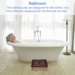 One Step Stool for Adults Seniors with Non-Slip Rubber Stepping Surface, Heavy Duty Wooden Step Stool with 450 LBS Capacity Bed Steps for High Beds, Bathroom, Bedroom, Kitchen & Kids Bedside Support