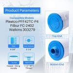 POOLPURE Spa Filter Replaces Watkins 303279, PFF42TC-P4, 5CH-37, 78460, FC-2402, Lifesmart, Freeflow, AquaTerra, Hydromaster, Grandmaster, Simplicity, Bermuda Hot Tub Filters 2PACK