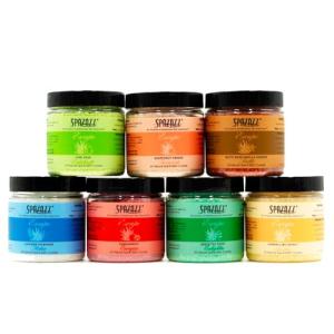 Hot Tub & Spa Bath Salt Aromatherapy Crystals - Spazazz Escape Collection 4 Oz 7-Pack Sampler & Hot Cold Towel - Lavender, Lime Coconut, Green Tea, Vanilla Jasmine, Kiwi Pear, Grapefruit, Pomegranate