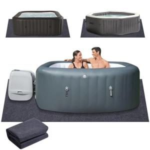 Alyclip 90'' X 90" Thick & Big Inflatable Hot Tub Mat ,Absorbent Spa Pool Ground Base Flooring Protector Mat -Waterproof Slip-Proof Backing for Protect Hot Tub Pool from Wear in Outdoor Indoor