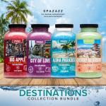 Hot Tub & Spa Aromatherapy Bath Salt Crystal Scents Spazazz Destinations Collection Bundle Aloha Paradise, Big Apple, City of Love, Cherry Blossom - Skin Moisturizer - Will Not Damage Spas & Hot Tubs