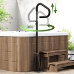 55''-62'' Hot Tub Handrail Side Safety Rail – 360° Swivel Spa Grab Bar, Heavy-Duty Powder-Coated Steel Assist Handle with Anti-Slip Foam Grip, Fits Most Hot Tubs, Swim Spas & Pools, 600LBS Capacity