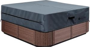 UCEDER Waterproof Hot Tub Cover -Outdoor Spa Cover Cap(Actual Size 97''x97''x20'' Fit 95''x 95'') 600D Heavy Duty Polyester Hot Tub Cover Protector(Dark Gray)