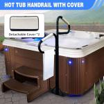 Two Way hot tub handrail, 43"-57" Adjustable Under Mounted hot tub Railing, 360° Rotation Angle Adjustable spa Railing to get in & Out Easier.
