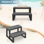 LUE BONA Hot Tub Steps, Outdoor 2-Step Stool with HDPS Treads and Aluminum Frame, Non-Slip Multi Purpose Stairs for Straight Sided Spa, Swimming Pool, Porch, RV, Deck, Kitchen for Adults, Dark Grey