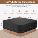 Square Heavy Duty Oxford Fabric Spa Cover - 85 x 85 inch UV Weatherproof Protection for Outdoor Hot Tub - Black