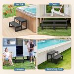 LUE BONA Hot Tub Steps, Outdoor 2-Step Stool with HDPS Treads and Aluminum Frame, Non-Slip Multi Purpose Stairs for Straight Sided Spa, Swimming Pool, Porch, RV, Deck, Kitchen for Adults, Dark Grey