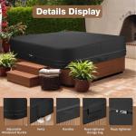 Square Heavy Duty Oxford Fabric Spa Cover - 85 x 85 inch UV Weatherproof Protection for Outdoor Hot Tub - Black