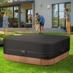 Square Heavy Duty Oxford Fabric Spa Cover - 85 x 85 inch UV Weatherproof Protection for Outdoor Hot Tub - Black