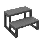 LUE BONA Hot Tub Steps, Outdoor 2-Step Stool with HDPS Treads and Aluminum Frame, Non-Slip Multi Purpose Stairs for Straight Sided Spa, Swimming Pool, Porch, RV, Deck, Kitchen for Adults, Dark Grey