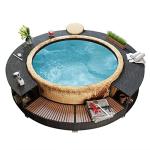 'vidaXL Hot Tub Surround in Stylish Black Poly Rattan - Durable with Built-in Storage, Cutout for Power Pack, Suitable for Heavy Traffic
